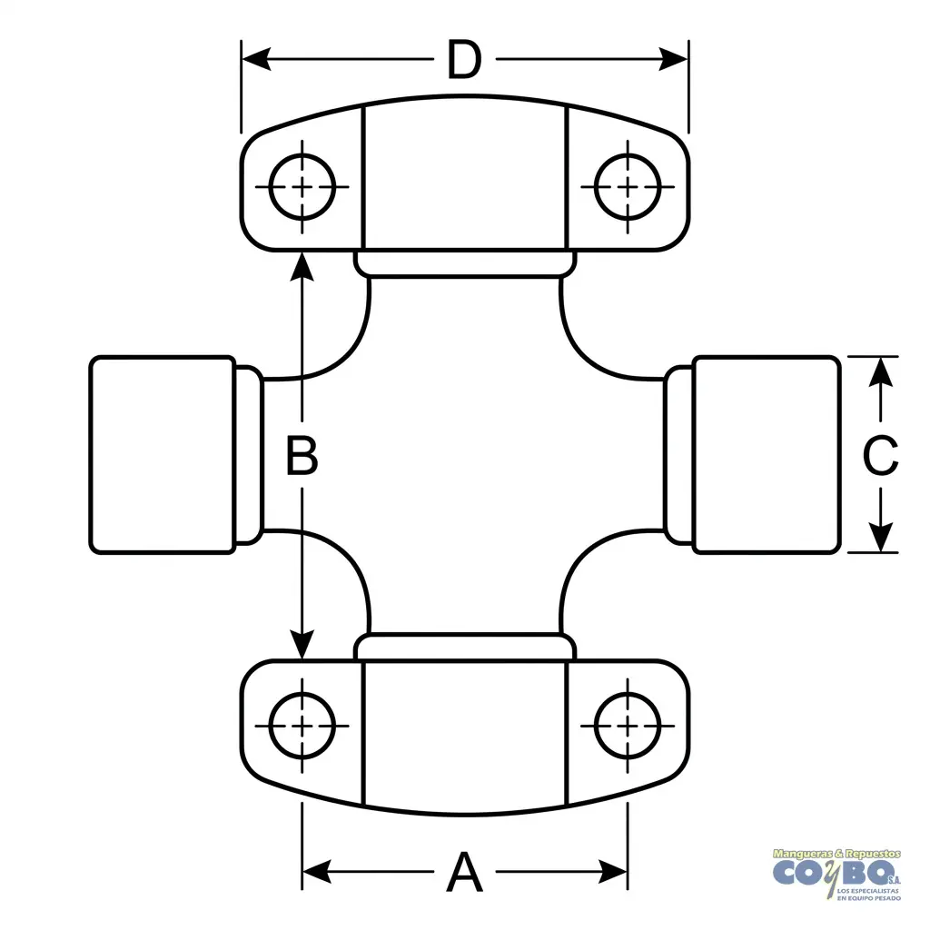 UNION BARRA A=2-13/16 B=5.30 C=2.06 D=6. - Imagen 1